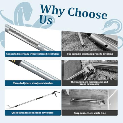 Snake Grabber Tool,Wide Jaw with Locking Function Reptile Tongs for Rattlesnakes Long Reach Folding Snake Catcher for Outdoor
