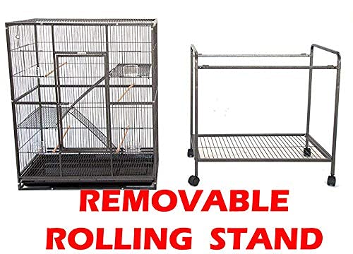 64" Extra Large Chewproof Wrought Iron 4-Levels Tight 1/2-Inch Bar Spacing for Ferret Chinchilla Sugar Glider Rats Mices Rabbit Squirrel Hamster Cage with Removable Rolling Stand - color: Black Vein, size: 32"L x 19"W x 60"H With 1/2" Spacing