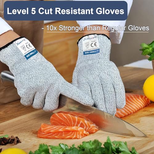 Dowellife Cut Resistant Gloves Food Grade Level 5 Protection, Safety Kitchen Cuts Gloves for Oyster Shucking, Fish Fillet Processing, Mandolin Slicing, Meat Cutting and Wood Carving (X-Large-3 Pairs) - size: X-Large (Pack of 3), style: Original