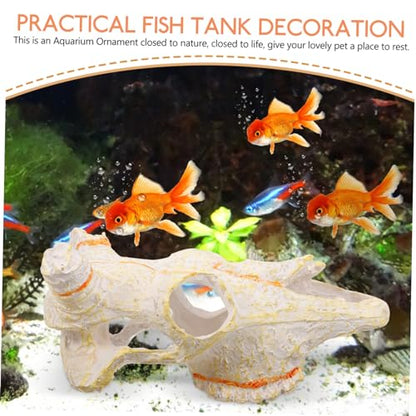 Hemoton Reptile Hideout Skull Decor Resin Molding for Aquarium and Terrarium for Fish and Turtles Unique Home Decoration for