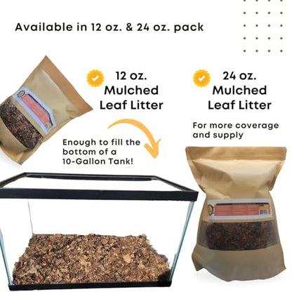 SCOTTY'S BUGS Mulched Leaf Litter for Reptiles, Isopods Live & Snails, Isopod Substrate, Terrarium Bedding, Organic Leaves from Natural Woodlands, 24-Ounce Pack - size: 24oz