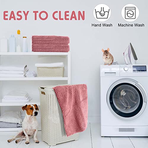 Amylove 4 Pcs Guinea Pig Cage Liner 12 x 12 Inch Washable Chenille Pee Pads Pet Dog Cat Bedding Training Mat Reusable for Small Animals Puppy Bunny Hamster Chinchilla - color: Pink, size: 12 x 12 Inch, style: Low Pile Chenille