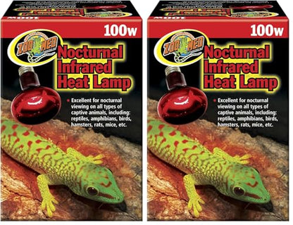 Zoo Med Nocturnal Infrared Heat Lamp, 100 Watts (Pack of 2) - size: 100W (Pack of 2)