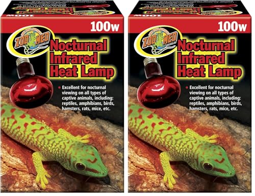 Zoo Med Nocturnal Infrared Heat Lamp, 100 Watts (Pack of 2) - size: 100W (Pack of 2)