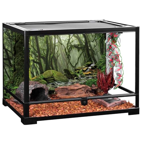 AWERT Tropical Forest Terrarium Background Stream Green Huge Tree Reptile Habitat Background Foggy Rainforest Aquarium Background 48x18 inches Durable Polyester Background - size: 48 x 18 inches