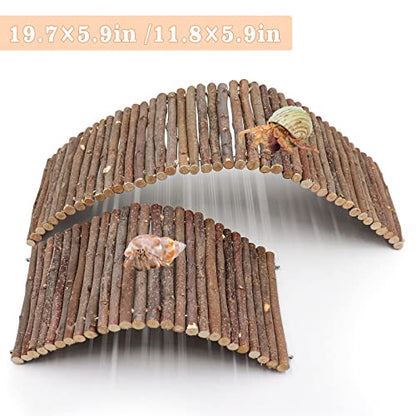 Hermit Crab Climbing Toys, Wooden Hermit Crab Hideout, Reptile Tank Habitat Decor, Bendable Ladder Bridge Tunnel Toys for Lizard Chameleon Hamster Rats Chinchilla Guinea Pig Rabbit Bearded Dragon - style: 19.7×5.9 Inches