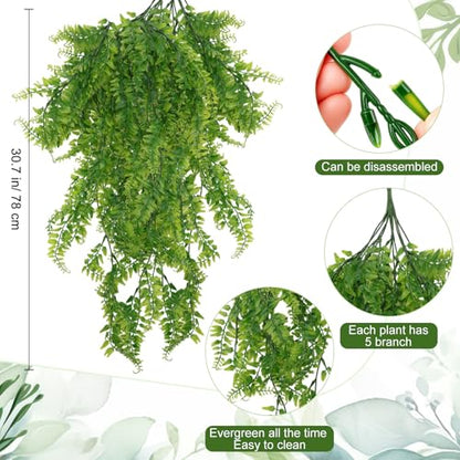 Suncalla Reptile Plants for Terrarium Bearded Dragon Includes Moss Bark Hanging Plant Vines Artificial Leaves Flexible Vines Jungle Climbing Branch for Leopard Gecko Tank Decor