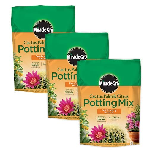 Miracle-Gro Cactus, Palm and Citrus Potting Mix, For Indoor or Outdoor Container Plants, Great for Succulents, 8 qt., 3-Pack - style: Potting Mix 3 Pack