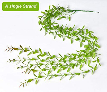 Lvydec 12pcs Artificial Vines Fake Greenery Garland Willow Leaves with Total 60 Stems Hanging for Wedding Party Backdrop Wall Decoration