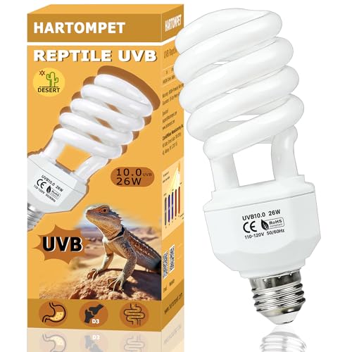 UVB 10.0 Reptile Light 26W – Desert Lamp for Bearded Dragons, Tortoises, Iguanas, Lizards & Other Sun-Loving Reptiles – Coil Bulb for Terrariums & Tanks - color: 1pcs Desert, size: UVB10.0 26W