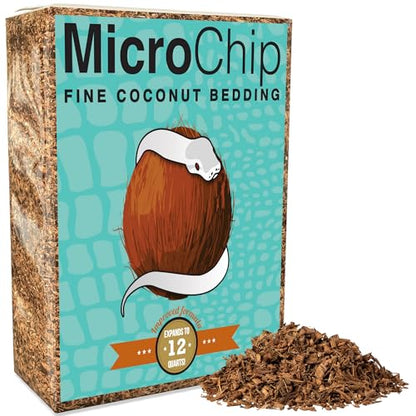 Microchip Fine Coconut Substrate and Coco Husk Chip Mix Bedding for for Bioactive Terrarium Tanks, Reptiles, Inverts, Frogs, Tarantulas, and Geckos Bedding for Terrarium Floor Cover (12 Quart) - size: 12 Quart