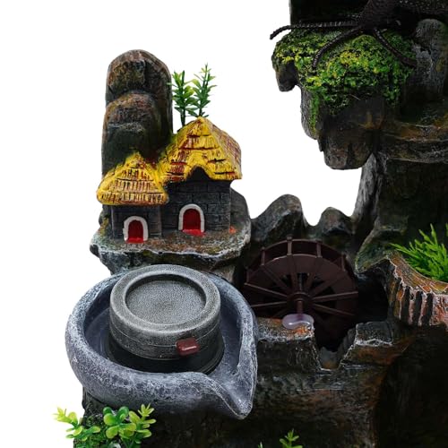 110V 3.5W Tabletop Water Fountain, Indoor Rockery Stream Desktop Fountain Waterfall with Atomizer & Auto Pump, Led Illuminated Waterfall, Zen Décoration for Meditation for Good Luck & Wealth