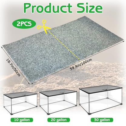Tfwadmx Reptile Carpet, 2 Pack of Bearded Dragon Mat Terrarium Bedding Substrate Liner Reptile Mat for Snake Turtle Lizard Geckos Hermit Crabs (39'' X 20'')