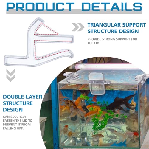 Chunful 12 Pcs Aquarium Lid Clips Rimless Fish Tank Top Cover Rim Lid Support Holder Clip Clear PC Aquarium Hoods Clamps for 1/8" to 3/16" Glass