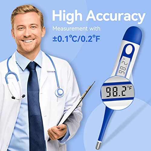 Berrcom Digital Thermometer for Adults, Oral and Underarm Thermometer for Baby and Kids Medical Thermometer with Fever Alarm Rectal Thermometer with Soft Tips - size: DT-008