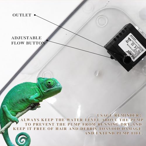 Bearded Dragon Water Bowl with Filtration System Lizard Drinking Fountain Reptile Tank Habitat Waterfall for Small Pet Leopard Gecko, Chameleon, Snake (Grey) - color: Grey