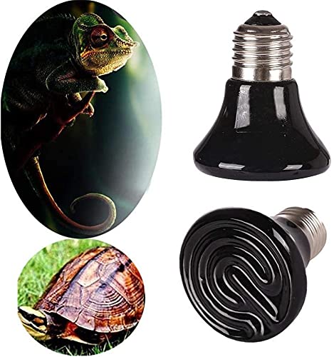 Lxcom Lighting 25 Watt Mini Reptile Heat Lamp Bulb 25W 60MM Pet Infrared Ceramic Heat Emitter for Brooder Coop, Lizard, Lambs, Snake, No Light, Black, 110V(4 Pack)