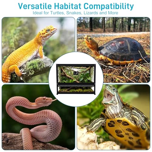 Reptile Terrarium Glass Enclosure 22" × 14" × 12", Front Opening Tank with Mesh Top, Easy Assembly for Small Reptiles, Geckos, Lizards, Snakes, Turtles & More - size: 22" × 14" × 12"