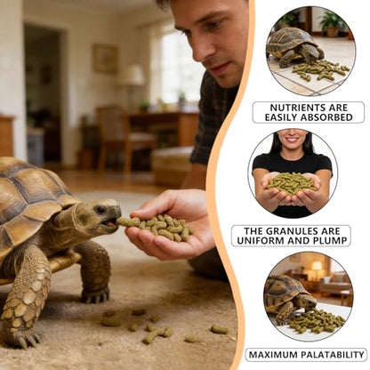 Tortoise Food with Fish Meal, Krill & Spirulina | Complete Nutrition with Vitamins A,C,D3,E & Minerals | for Sulcata, Leopard, Greek, Russian, Hermann's & Other Tortoises (4 oz)