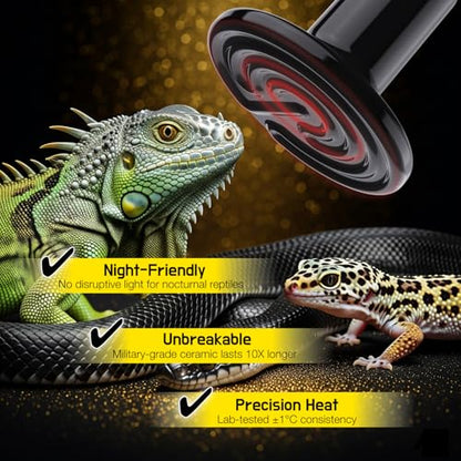 Reptile Dual Heat Lamp: 150W Ceramic Heat Emitter and Daylight Basking Bulb – Heat Bulbs Combo for Terrariums, Ideal for Bearded Dragons, Tortoises, Snakes - color: Ceramic Heat Emitter & Daylight Heat Bulb