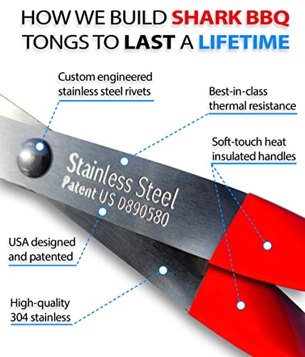 Grill Tongs for Steaks - 2-Pack Gift Set - 17" & 13" Professional Kitchen and Outdoor Grilling Utensil Set (Red) - color: Red 2X Steak Tongs