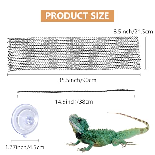 COMSUN 2 Pack Bearded Dragon Hammock, Collapsible Reptile Hammock Lounger Suitable for Resting Climbing, Reptile Hammock for Middle Small Lizard, Chameleon and Gecko (Rectangle Black & Yellow)