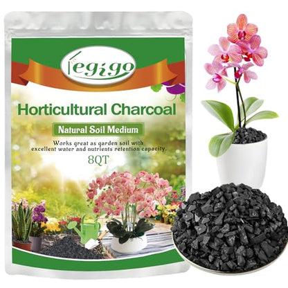 Legigo 8QT All Natural Horticultural Charcoal- Activated Hardwood Plant Charcoal for Soil Amendment, Conditioning Bonsai Soil, Succulent Soil, Terrarium Supplies, Indoor Plant Potting Soil - color: 8 QT