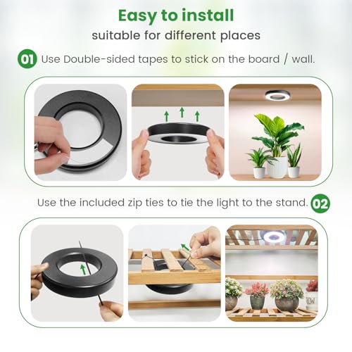 Wiaxulay Ceiling Grow Lights for Indoor Plants, 288 LED Full Spectrum 3.5in Halo Plant Grow Light, 12/3A Under Cabinet Grow Lamp with Auto Timer 6/12/16 Hrs, 3 Lighting Mode, 5 Brightness, Six Head - size: 3.5in-Six Head