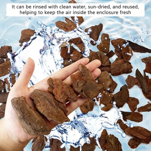 Hamiledyi Reptile Bark Bedding 22.9oz Tortoise Terrarium Substrate Natural Pine Bark Mulch Reusable Wood Chips for Bearded Dragon Snake Box Turtle Gecko Hermit Crabs(Small) - size: 1 Pcs-Small Reptile Bark Bedding