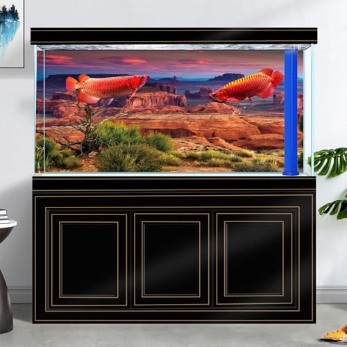 30X18IN Desert Loess Rock Cactus Oasis Reptile Habitat Background, Natural Sunset Desert Themed Terrarium Background, Aquarium Background with 10 EVA Double-Sided Tape - size: 30X18in/75X45cm