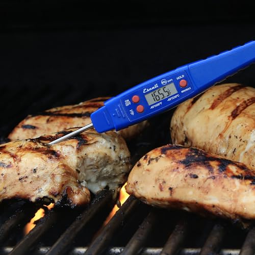 Escali DHP4 Easy Read Waterproof Digital Meat Thermometer with Backlit Display, Ultra Fast 4-Second Readings, Extra-Long Stainless Steel Probe, IPX7 Waterproof, NSF Certified (Rectangle Display)