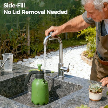 T4U Pump Sprayer 1/2 Gallon, PP Hand Pump Pressure Sprayer for Home Garden Plant Care and Household Cleaning, with Built-in Measuring Cup & Adjustable Nozzle, Suitable for Fertilizers & Common Garden - size: Short Nozzle