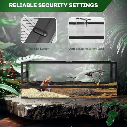 67 Gallon Reptile Tall Glass Terrarium 48" X 18" X 18" - Anti-Escape Design, Dual-Climate Water-Tight Base for Easy Maintenance,Reptile Enclosure with Top Screen Ventilation - size: 48x18x18 inch