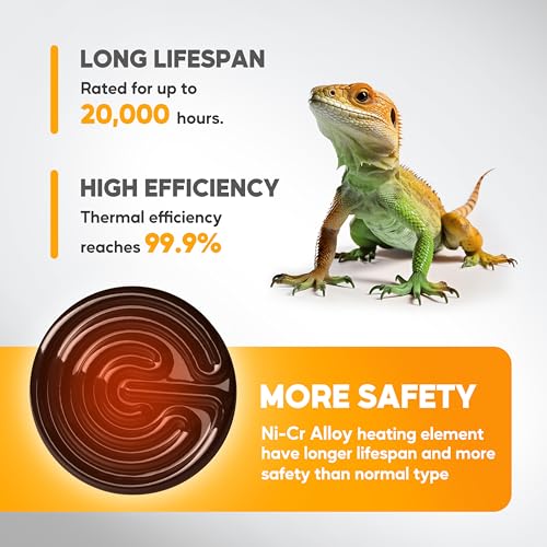 HealSmart 150W Reptile Heat Lamp Ceramic Heat Emitter, No Light Emitting Heat Bulbs, Suitable for Snake/Lizard/Spider, Plant Growth and Incubating Chicken, 2-Pack - size: 150 Watts, style: D-75mm (2.95")