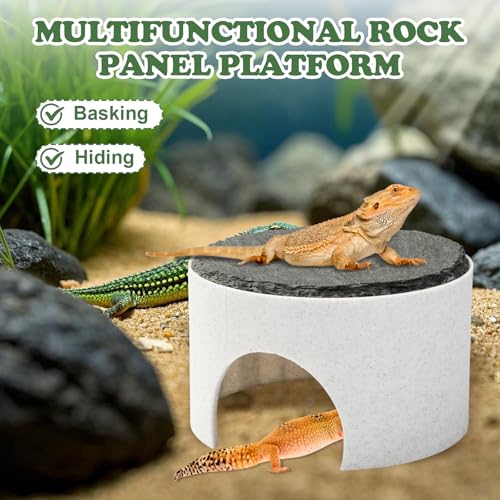 Basking Platform for Bearded Dragons, Bearded Dragon Hideout, Reptile Rock Basking Platform for Crested Gecko Leopard Gecko Turtle Lizard (White)