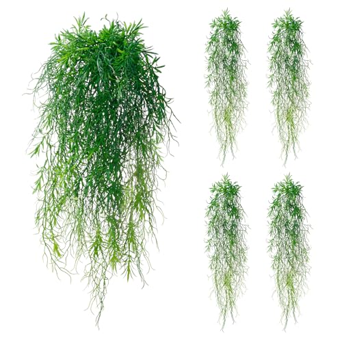 dallisten 4Pcs Fake Hanging Fern Plants for Outdoors, UV Resistant Artificial Ferns Greenery Vines Faux Trailing Plants for Indoor Wall Porch Wedding Boho Home Garden Decor(4PCS Green Ferns) - color: 4pcs Green Ferns