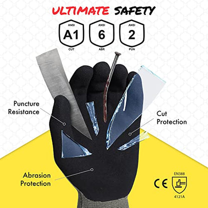 Quest Protective Apparel Cut Resistant Work Gloves (ANSI A1) – Lightweight Gloves for Gardening,DIY,Mechanical & General Handling – Breathable Grip Gloves for Men & Women – X-Large, Pack of 1 - size: X-Large, style: Pack of 1