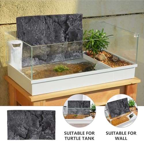 Toyvian 3D Reptile Tank Decoration Panel Large Turtle Tank Accessory Reptile Terrarium Dec