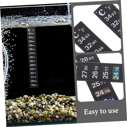 Cabilock 2Pcs Aquarium Thermometer Sticker Easy Stick Thermometer Strip for Fish Tanks Safe Material Temperature Range for Aquariums and Reptiles