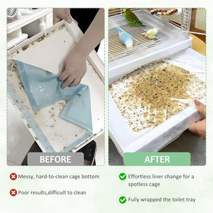 Tfwadmx 20 PCS Disposable Bird Cage Liner Bags 34'' x 22'' Plastic Parakeet Cage Tray Liners Oversized Plastic Tray Covers for Birdcage Parrots Cockatiels