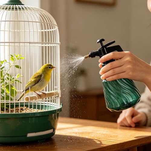 Fine Mist Bird Grooming Sprayer: Multi Purpose Avian Water Pump Mister Bottle - Handheld Sprayer Bottle for Indoor Parrot Bathing and Cage Cleaning - 67.6oz/2Liter