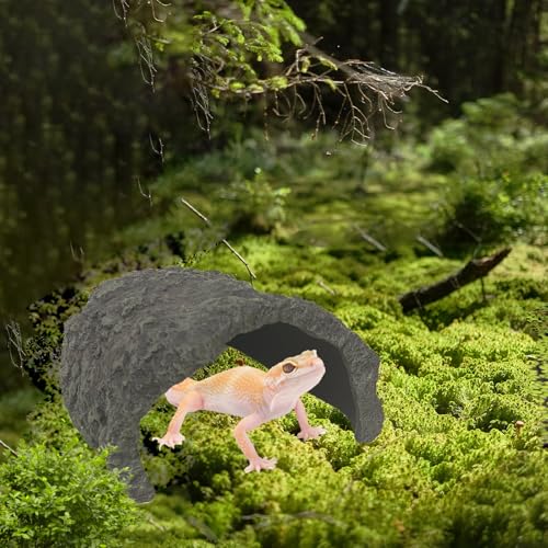 Large Rock Cave Hideout for Reptiles & Amphibians - Ideal for Bearded Dragons, Turtles, Snakes, Lizards, Geckos, Tortoises & Small Pets - Terrarium & Aquarium Decor, Safe Reptile Habitat
