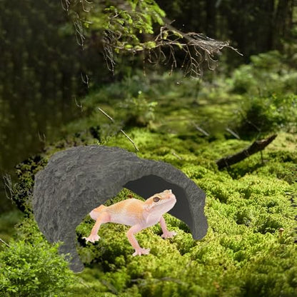 Large Rock Cave Hideout for Reptiles & Amphibians - Ideal for Bearded Dragons, Turtles, Snakes, Lizards, Geckos, Tortoises & Small Pets - Terrarium & Aquarium Decor, Safe Reptile Habitat