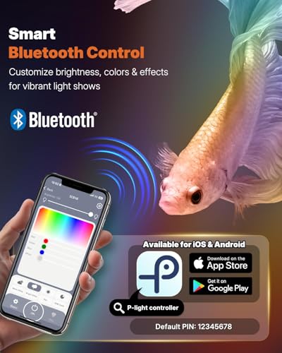 Pawfly Aquarium Light for Plants, 19 W Bluetooth Fish Tank Light, Full Spectrum Aquarium Lights for 18"-24" Fish Tanks, Extendable 24/7 LED Lights with Timer Modes & Adjustable Brightness - size: 18"-24"