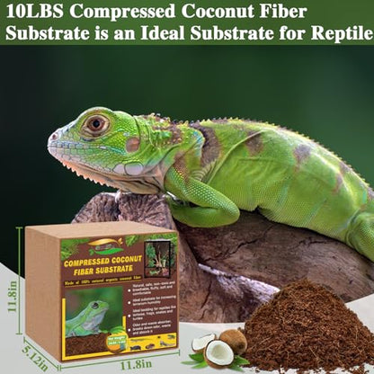 ZeeDix 10LBS Coconut Fiber Substrate, 100% Organic Coconut Husk Coco Coir Brick Terrarium Bedding for Reptiles, Tortoise, Bearded Dragon, Leopard Gecko, Snake, Hermit Crabs, Frogs, Tarantula - color: 1pcs-10lbs