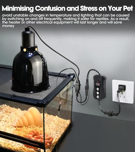 Reptile Dimming Thermostat, Temperature Controller, 300W, Extend Bulb Life, Ideal for Use with Heat Lamp, Digital Thermostat for Reptiles Tank, Designed Specifically for Light-Emitting Heater