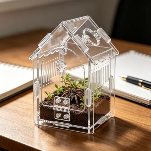 Reptile Breeder Box, Transparent Animal Container Tank, Ventilated Terrarium for Small Pets Secure Escape Proof Design, Easy Feeding Observation Habitat Gecko Frog Snake Use