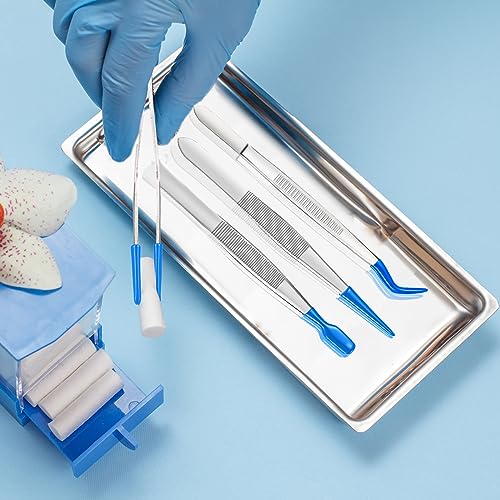 Honoson 3 Pieces Rubber Tipped Tweezers for Crafting Set - PVC Coated Flat, Straight & Bent Tips Stamps, Beads, Jewelry(Blue) - color: Blue