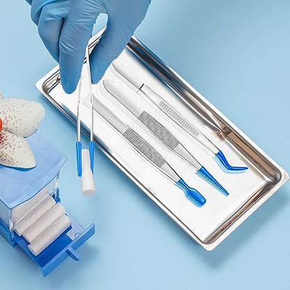 Honoson 3 Pieces Rubber Tipped Tweezers for Crafting Set - PVC Coated Flat, Straight & Bent Tips Stamps, Beads, Jewelry(Blue) - color: Blue