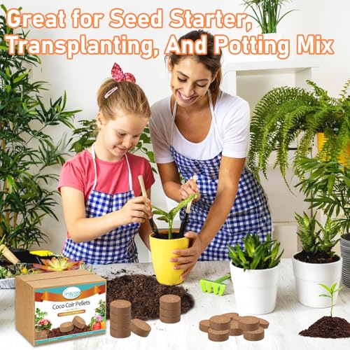 Legigo 50 PCS 50mm Coco Coir Pellets Potting Soil Mix- Compressed Coconut Coir Discs Seed Starting Soil Pellets, Coco Peat Soil Pods for Indoor & Outdoor Plants, Gardening Herbs Bonsai and Vegetables - color: 50mm